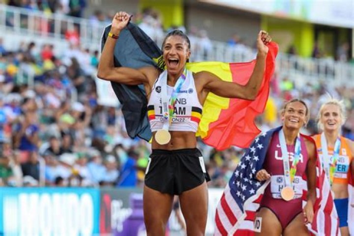 Nafissatou Thiam in Two-Piece Workout Gear is "High Jumping"